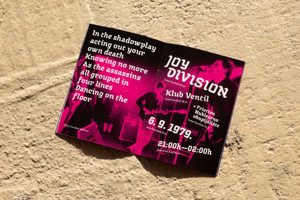 Hotel Pula type specimen Joy Division