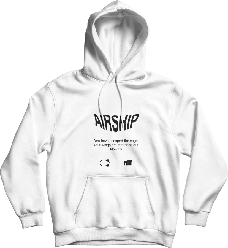 Zepelin "AIRSHIP" hoodie bijela prednji dizajn