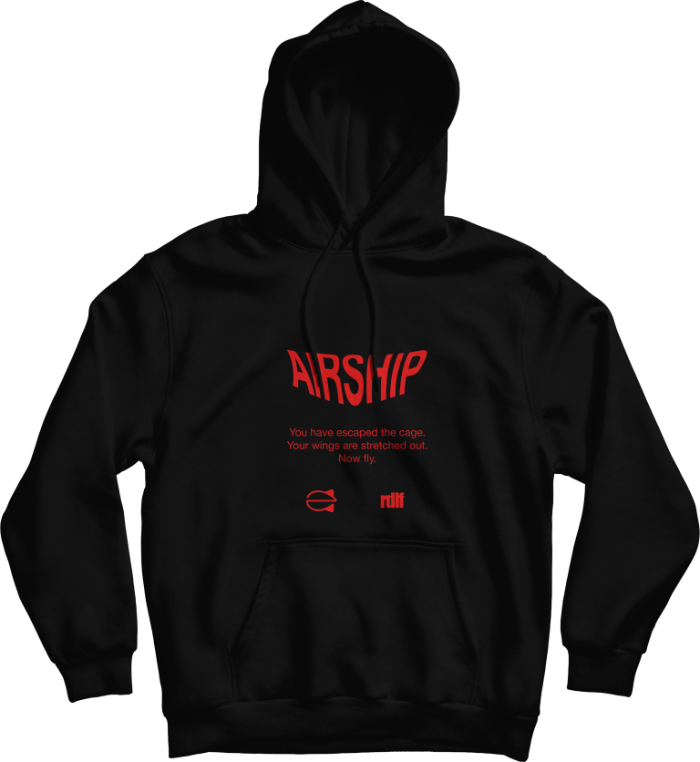 Zepelin "AIRSHIP" hoodie crna prednji dizajn