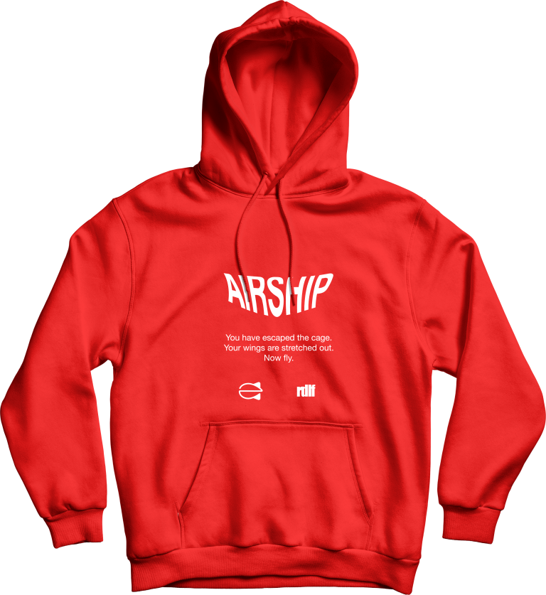 Zepelin "AIRSHIP" hoodie crvena prednji dizajn